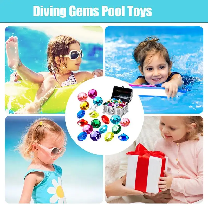 Diving Gems Swimming Toys Treasure Box Pool Toy Diving Pool Toys Dive Toys Fake Gems for Home Decoration Desktop Vase Decoration