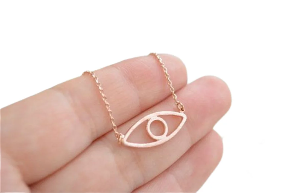 Greek Egyptian Horus Prophet Turkish Evil Eye Shaped Pendant Necklace Lucky Fatima Hollow Open Devil Eye Oval Charm Chain Choker