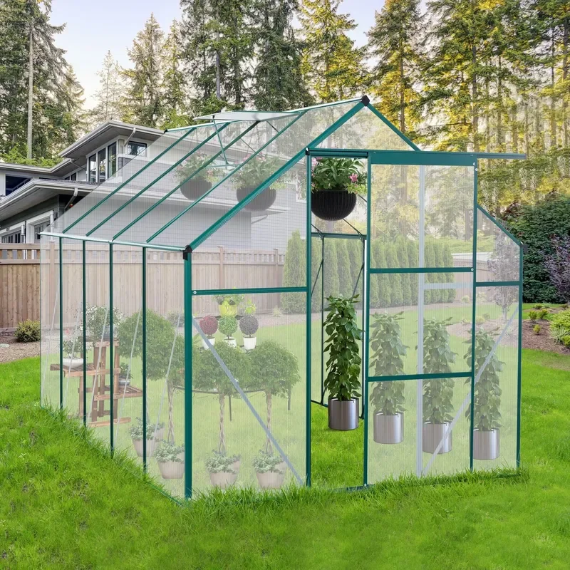 Heavy Duty Aluminum Walk-In House Raised Base Anchors for 6X10FT Polycarbonate All-Season Outdoor Backyard Garden Houses
