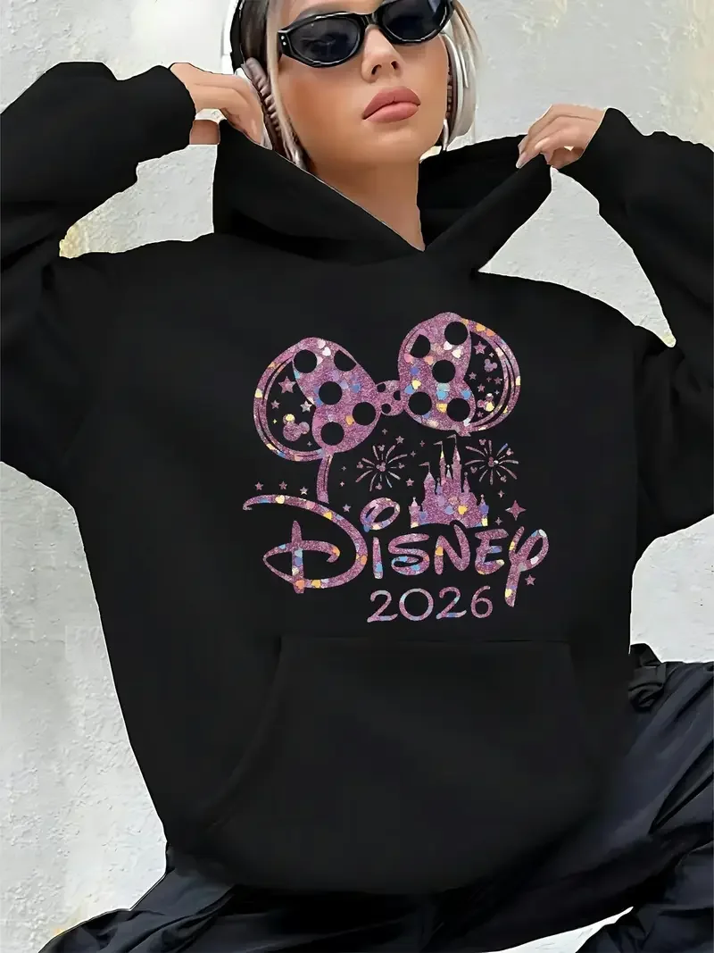 Women's Disney 2026 Mickey Ears Castle Classic Couple Men Fleece Hoodies Cotton Hoody Sweatshirt Pullover Autumn Winter Oversize