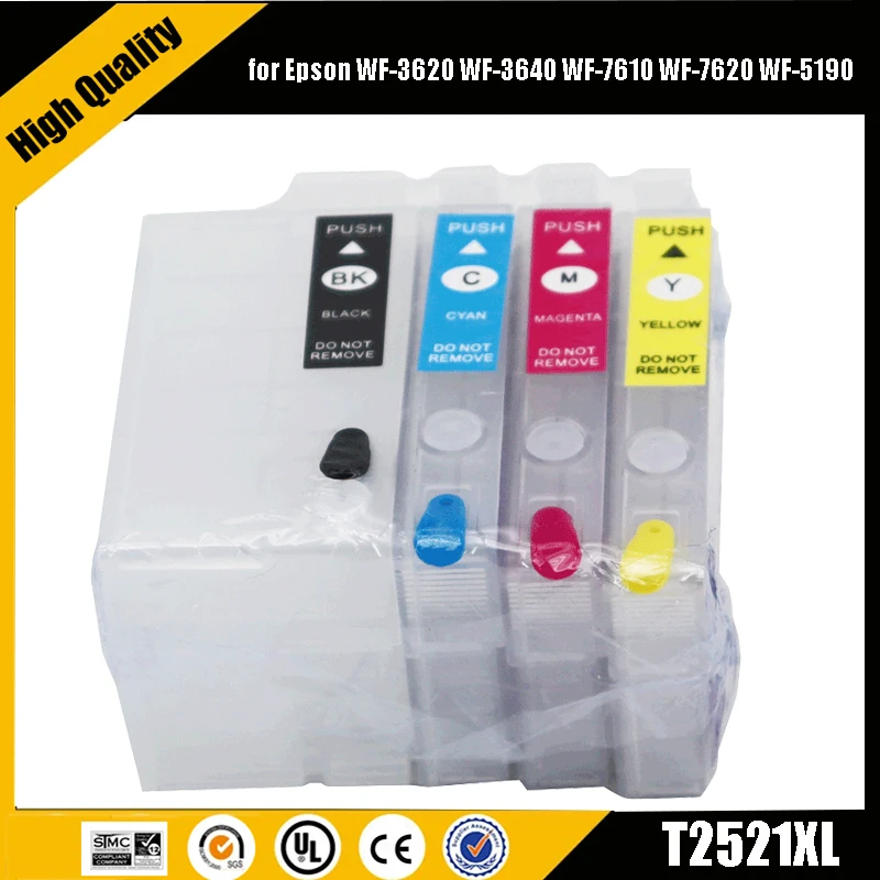 For Epson 252xl 252 Refillable Ink Cartridge With ARC Chip T2521 T252 T2521XL for Epson WF-3620 WF-3640 WF-7610 WF-7620 WF-5190