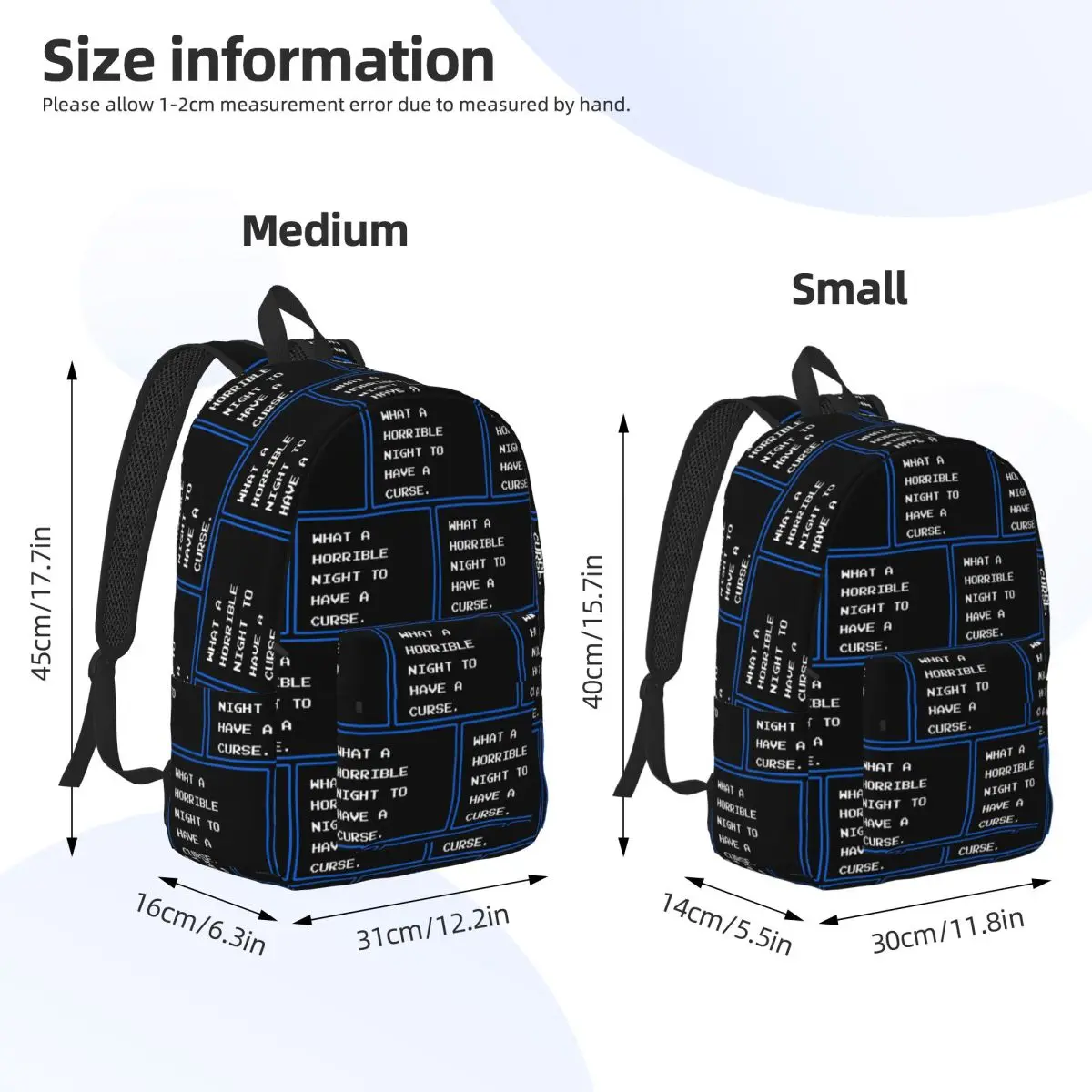 What A Horrible Night To Have A Curse Castlevania Game Backpack Daypack Kids BookBag School Bag Shoulder Bags for Men Women