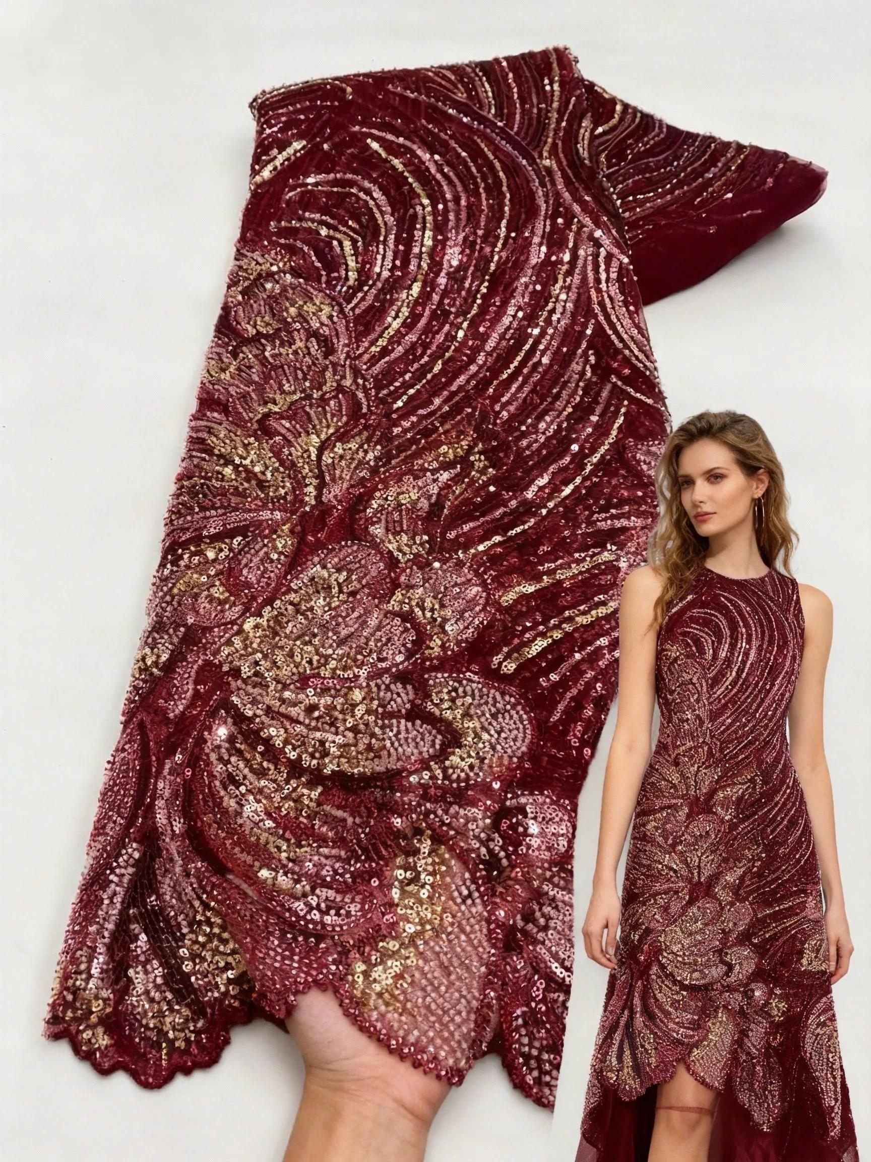 

Hot Selling African Tulle Lace Fabric 2026 High Quality Nigerian Beaded Embroidered Lace Fabric For Sewing Christmas Women Dress