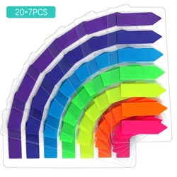 20*7PCS Color Fluorescence Transparent Sticky Notes Memo Pad Bookmarks Banners Sticky Notes Sticker Index Marker School Office S