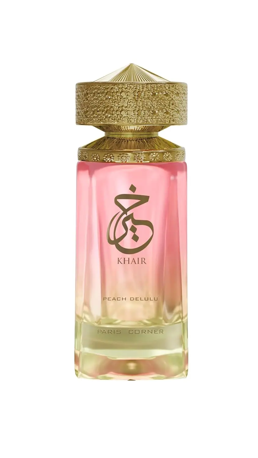Khair Peach Delulu Eau De Parfum Paris Corner voor dames 3.4 Fl Oz verfijnd Gourmand-parfum met aantekeningen van perzik