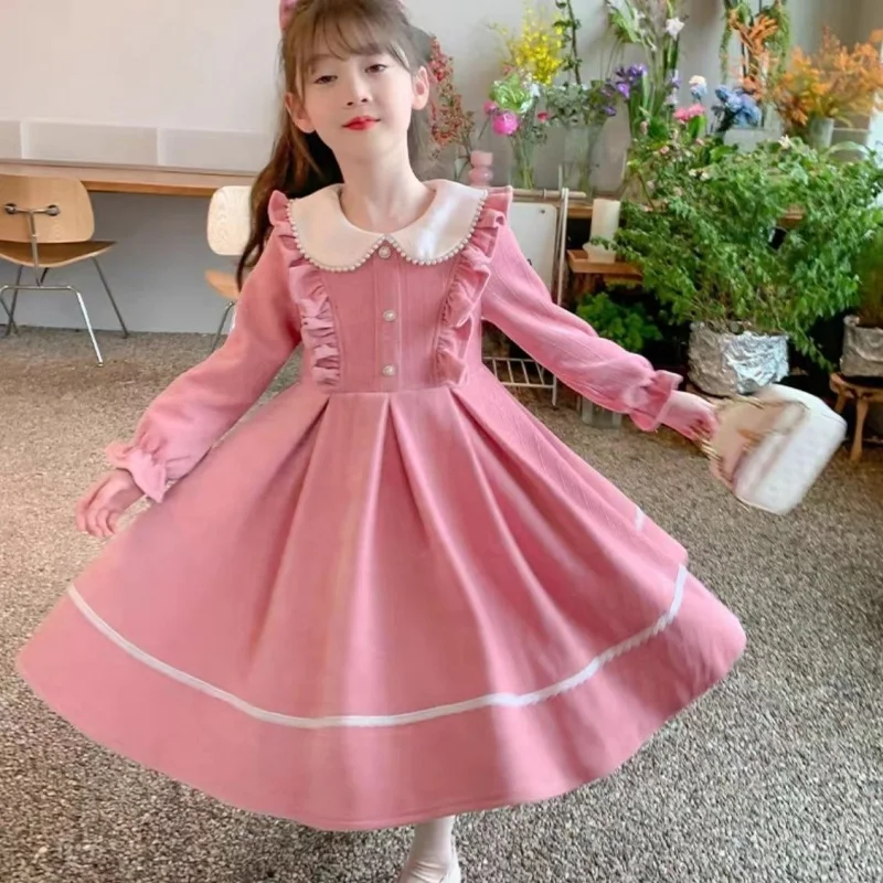 

Girls' 2025 New Western Style Children's Girl Long Sleeve Warm Winter Princess Dress Baby Suit
