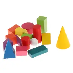 16pcs/set 3D Shapes Geometric Solids Wooden Kids Educational Toys