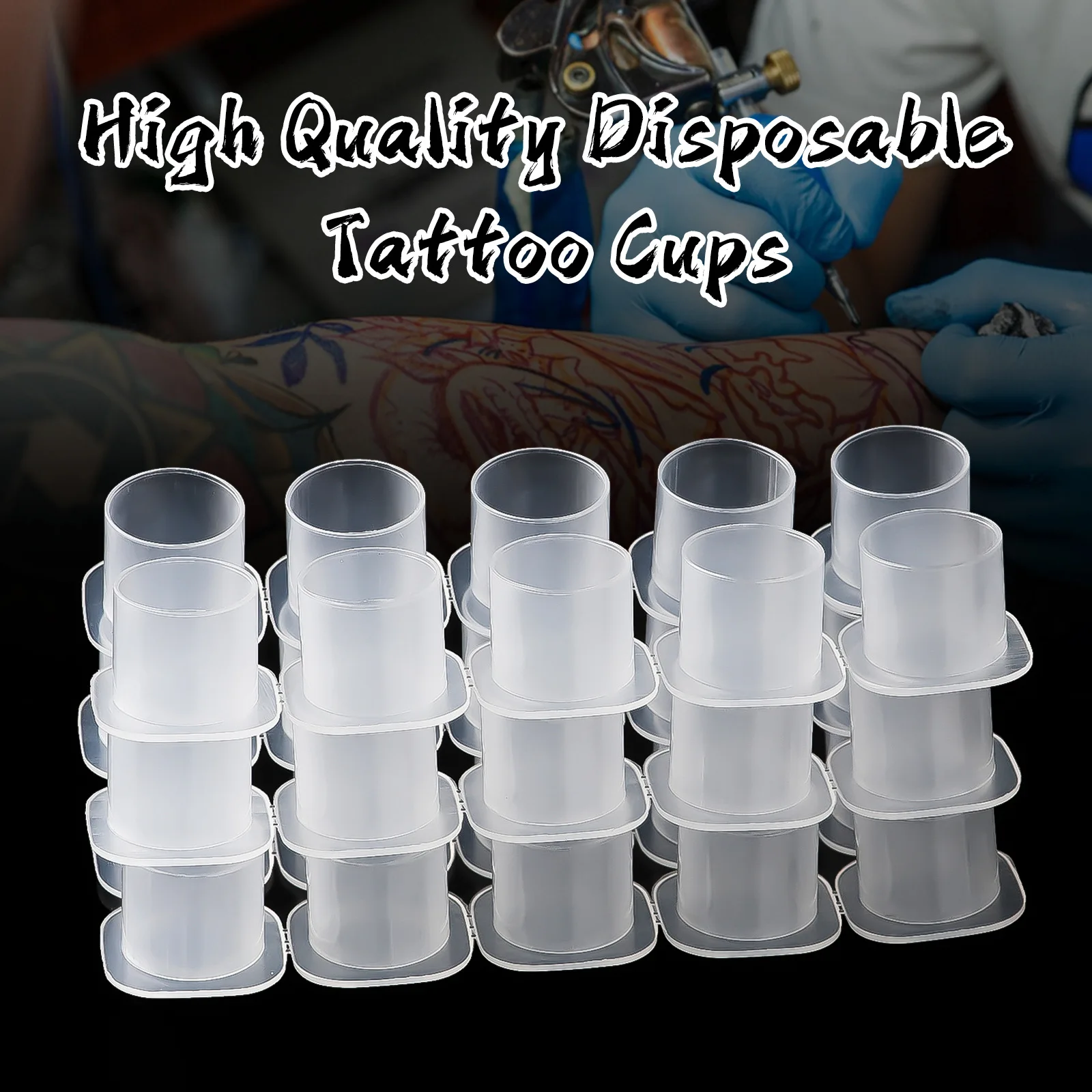 

Cross border tattoo base connected flat bottomed pigment cup tattoo ink cup holder tool tattoo pigment equipment disposable