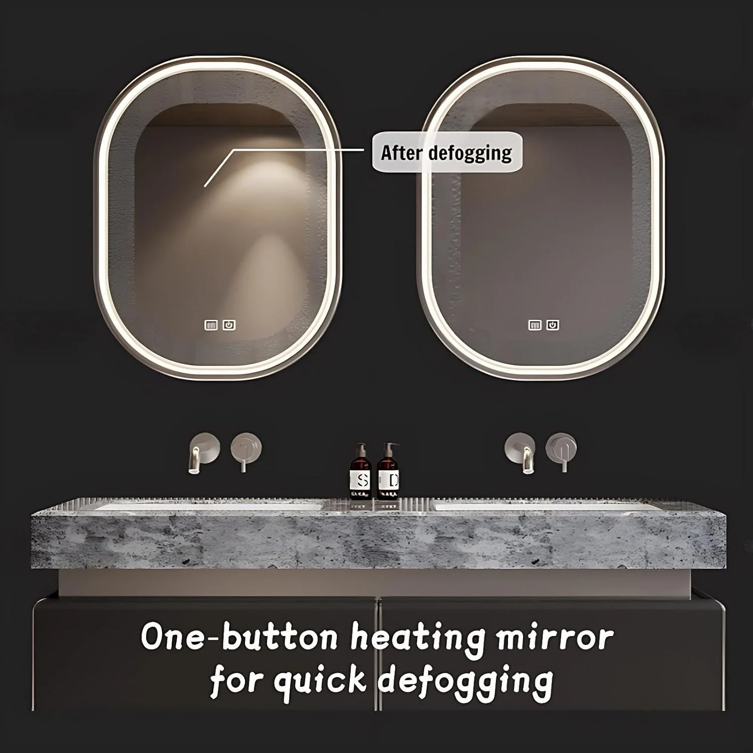 *v Multi-Layer Solid Wood Stone Countertop Wall-Mounted Bathroom Vanity Undermount Ceramic Sink Anti-Fog Smart Hotel Villa