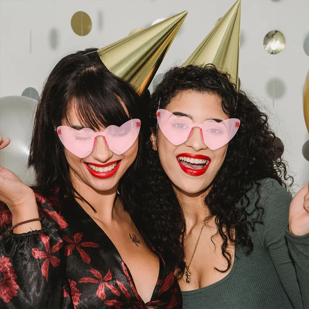 4 قطع من النظارات الشمسية بدون إطار على شكل قلب للحفلات الخارجية والشاطئ المرح العصرية بدون إطار نظارات شمسية على شكل قلب #2