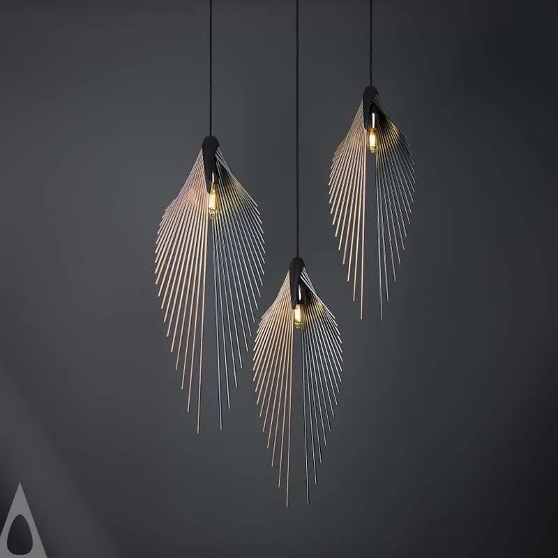 Postmodern Minimalist Leaf Line Decorative Chandelier Designer Soft Decoration