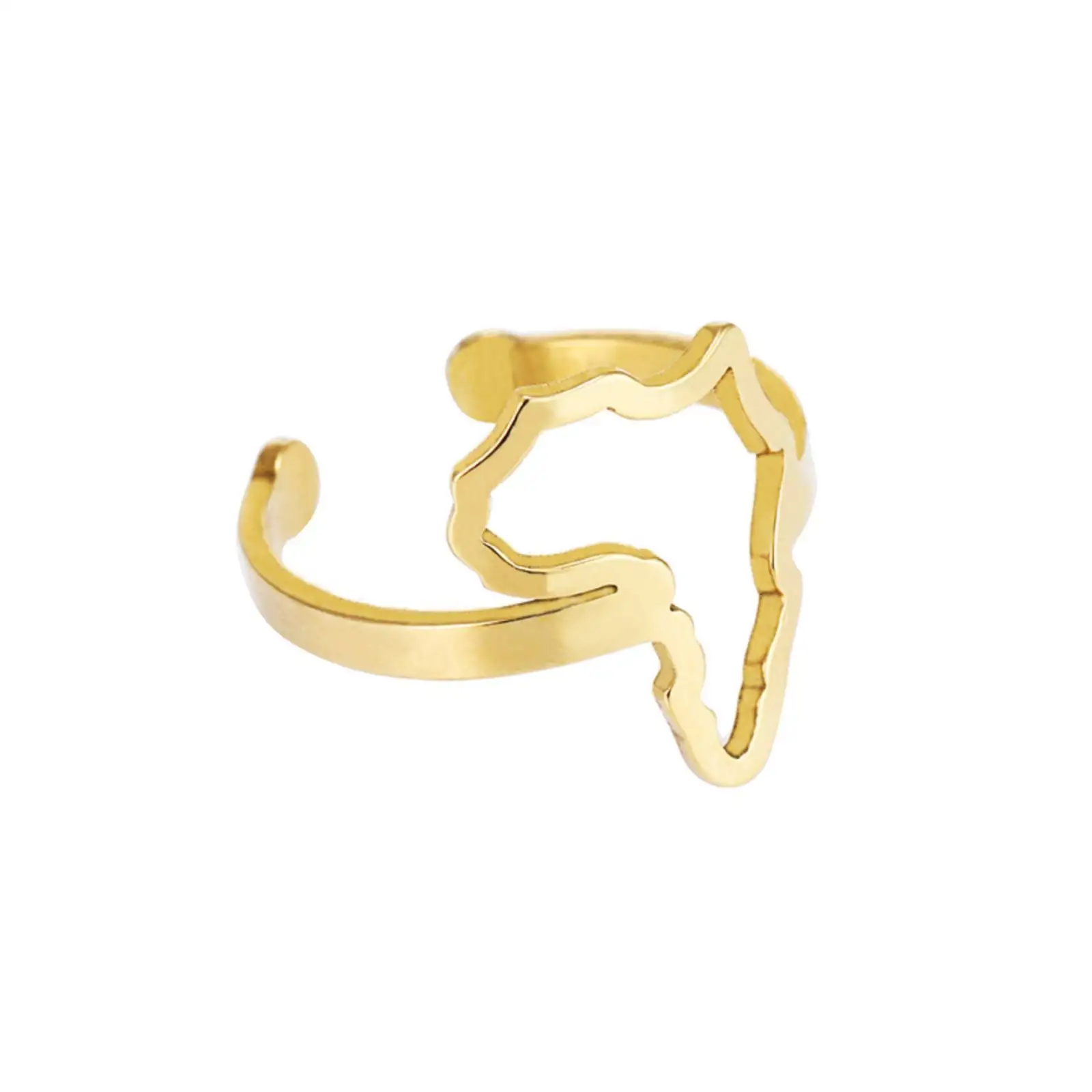 Edelstahl-Offener Ring mit Afrika-Karte, Finger-Ring mit afrikanischer Kontinent-Karte für Damen, Ethnischer Schmuck, Geschenk – Detail 3