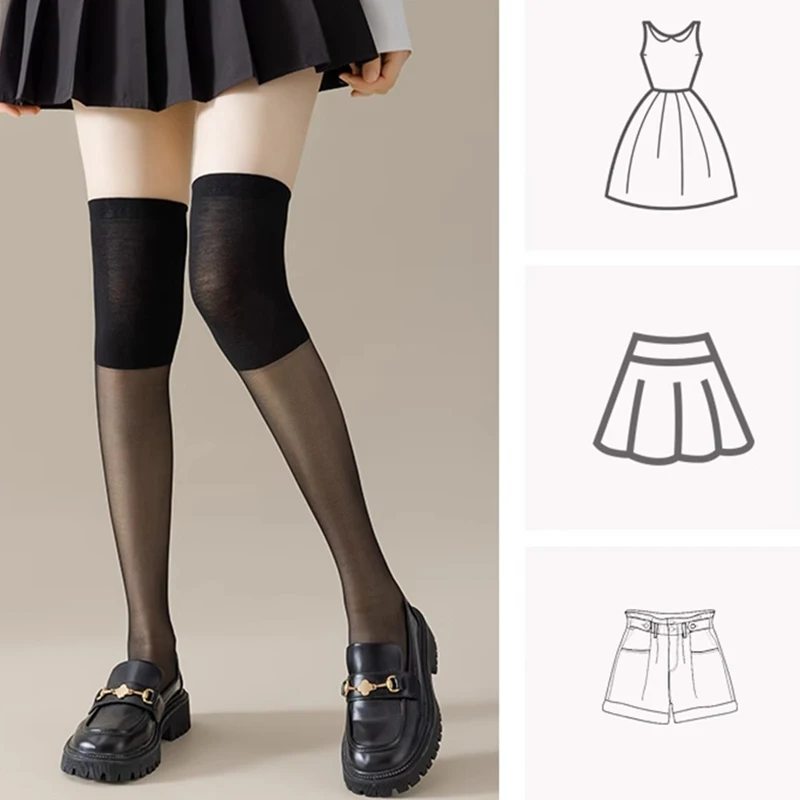 1/3 أزواج النساء ضئيلة اللون منعت طول الركبة جوارب الصيف تنفس مريحة مكافحة هوك مثير مرونة طول الجوارب #6