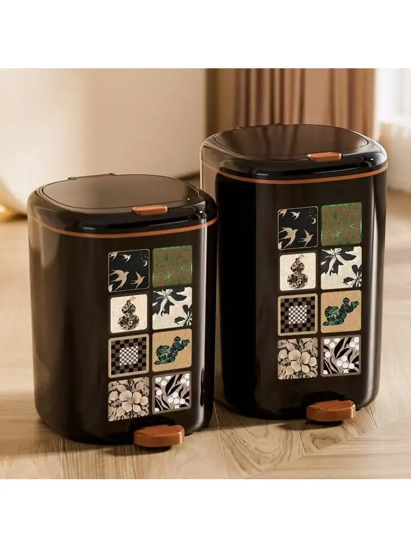 

Foot Pedal Trash Can Double Open Luxury High Aesthetic Value Paper Basket Press Bucket Living Room Bedroom Storage Bucket