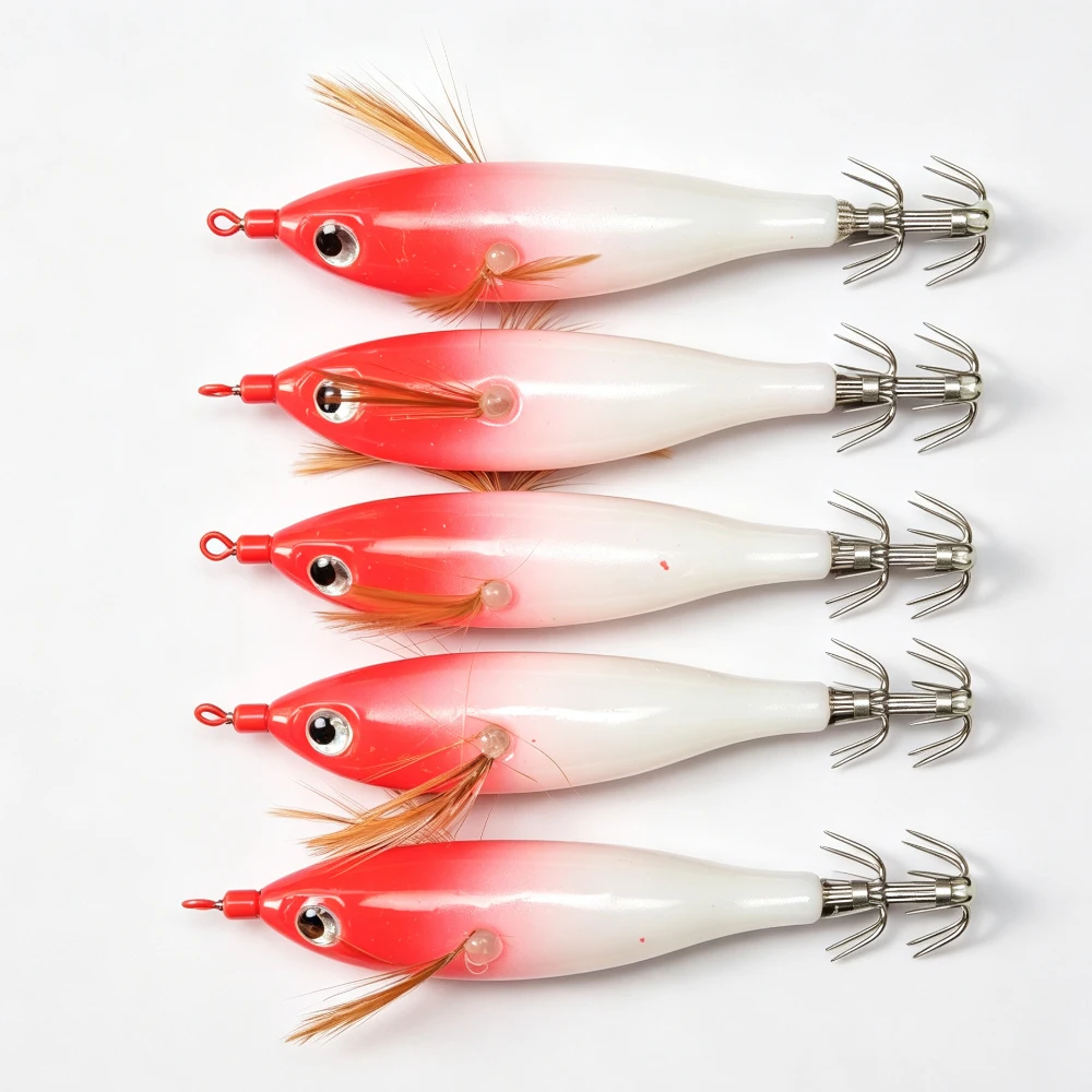 25-teiliges Tintenfisch-Jig-Egi-Set 8cm Simulations-Garnelen-Angelköder Leuchtend Salzwasser Doppelhaken Tintenfisch-Ausrüstung Oktopus-Garnelen – Detail 3