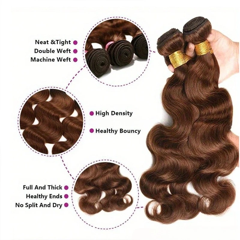 1/2/3 قطعة بني فاتح مستقيم الجسم موجة الشعر البشري حزم 100 جرام/قطعة لحمة مزدوجة وصلات شعر البرازيلي عذراء الشعر نهاية كاملة