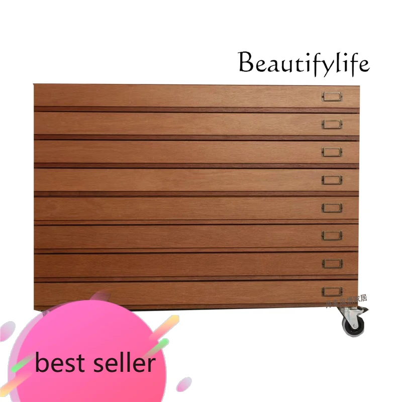 

BJ Medieval Cherry Eight-bucket Cabinet Pulley Retro Oak Locker Porch Walnut Side Cabinet File