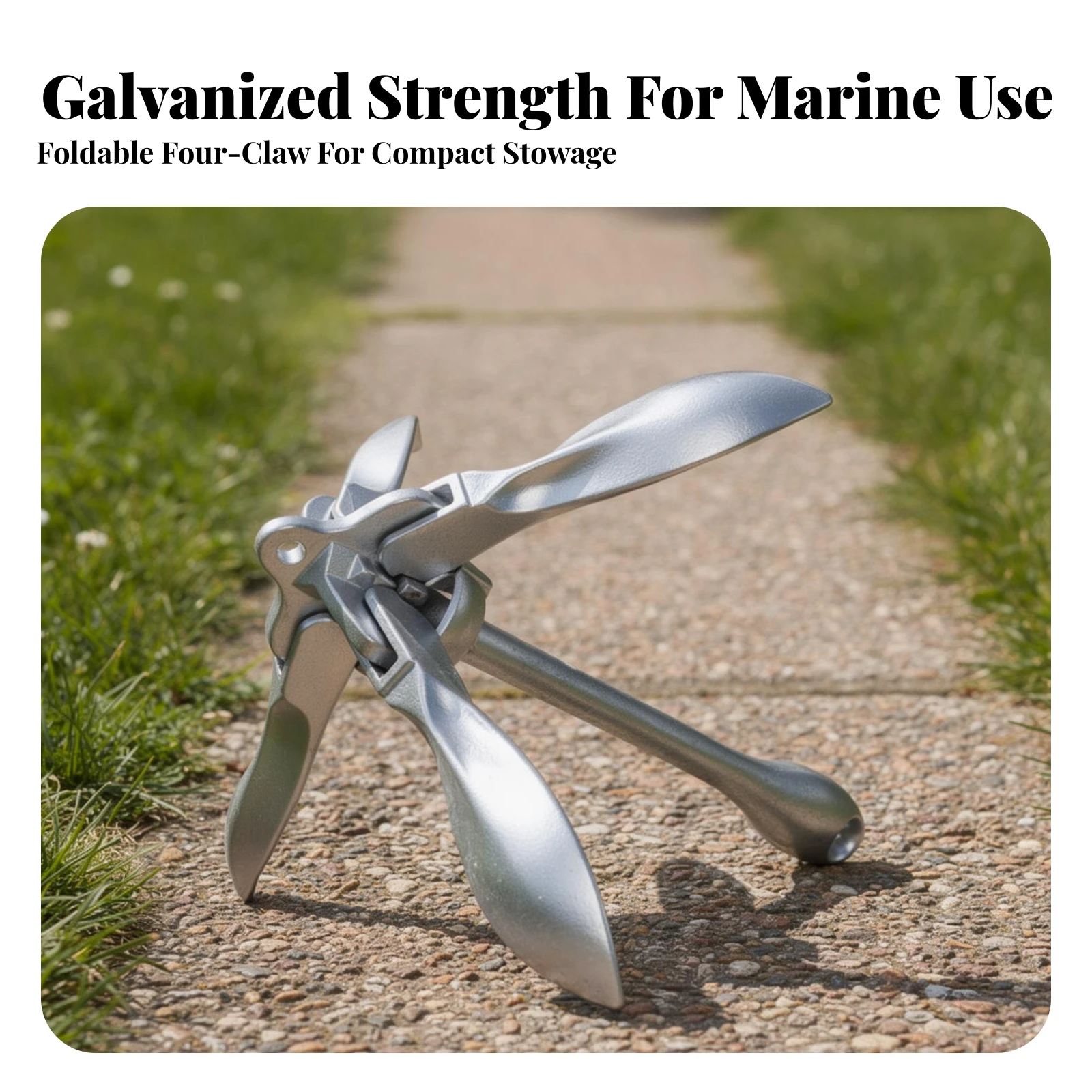 Folding Grapnel Anchor Corrosion-Resistant Foldable Grapnel Anchor Hardware Galvanized Rugged for Boaters, Inflatable Boats
