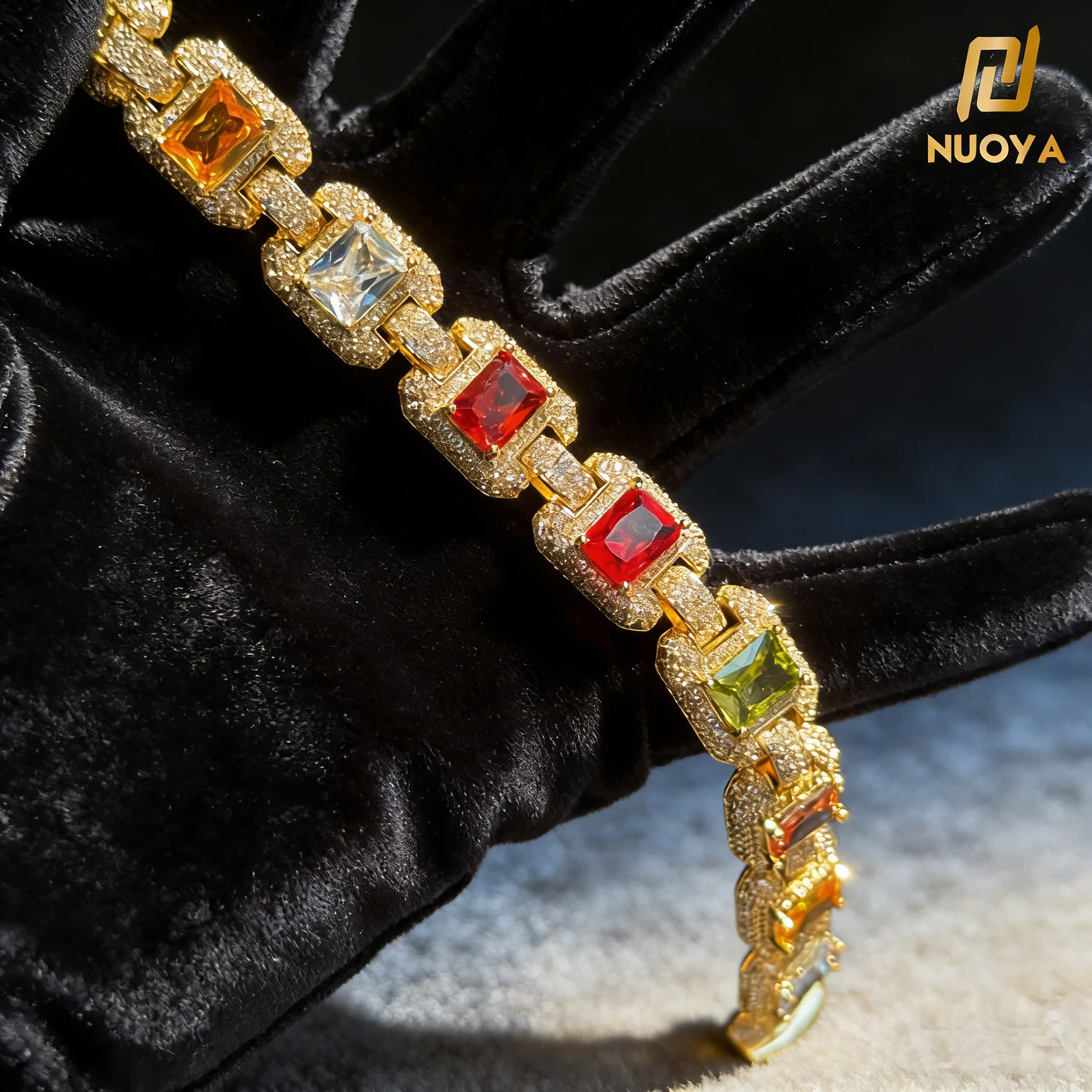 

12mm Ice Out Gemstone Necklace Premium Shiny Hip Hop Bling Jewelry Luxurious Eye Catching Statement Piece for Party Daily Wear