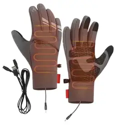 USB Heated Gloves Man Windproof Winter Motorcycle Gloves Hand Warmer Rechargeable Touch Screen Cycling Gloves For Outdoor Skiing