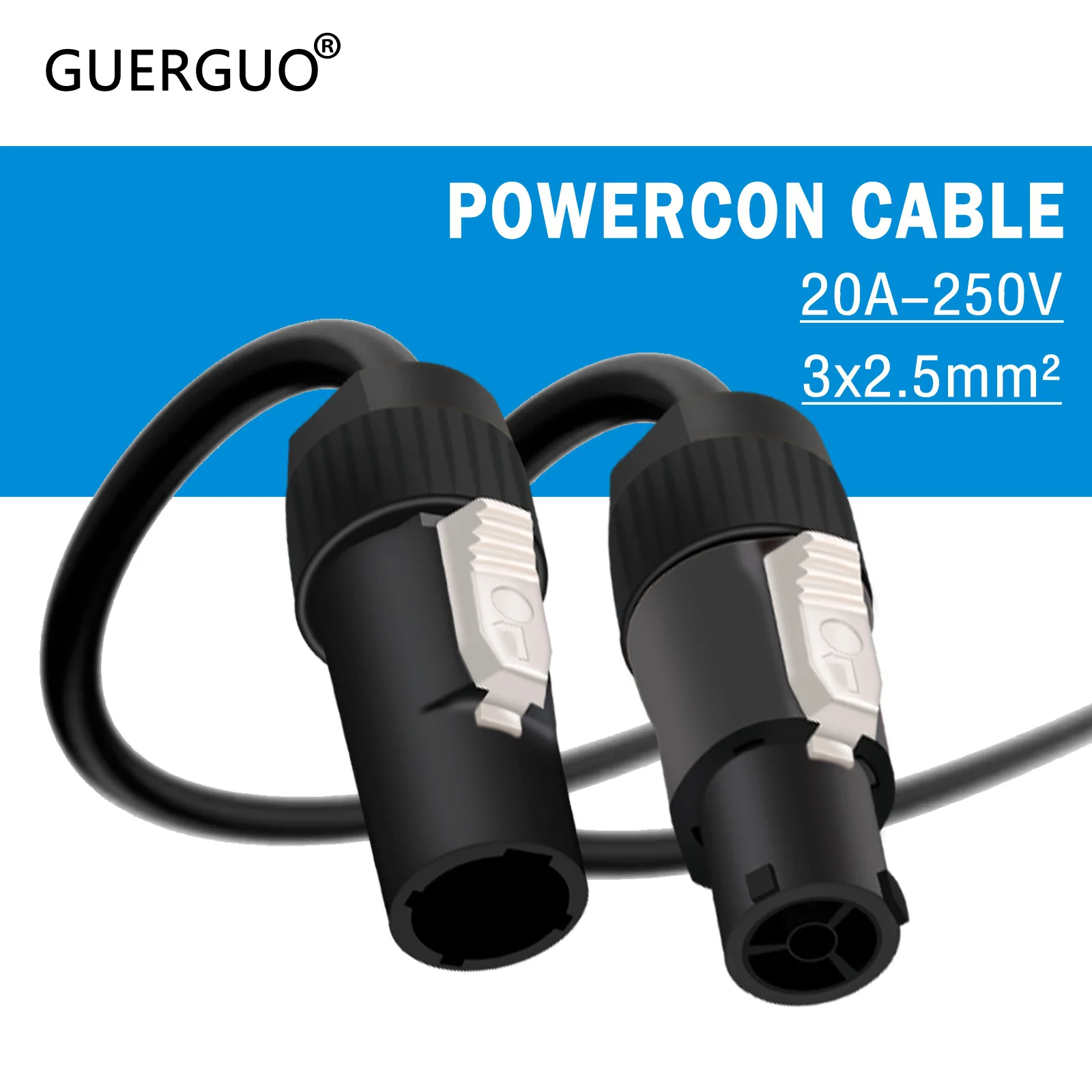 

PowerCon Extension Cable,IP65 Pro 3PIN Male to Male Powercon Connector Cord for Stage LED Screen Beam Moving Head Light,Speaker