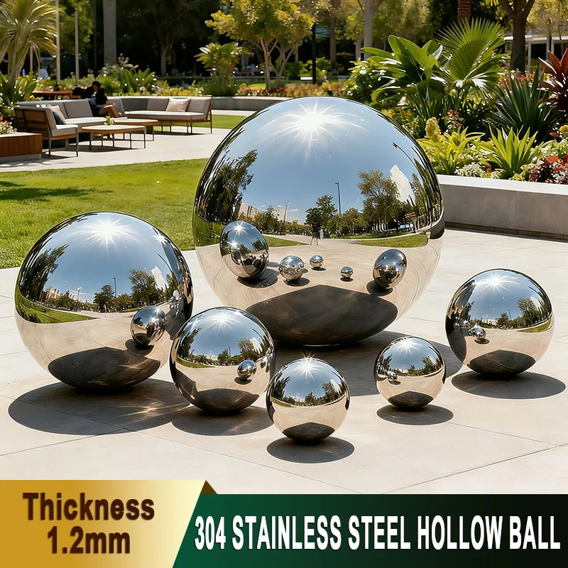 1.2mm Thick 304 Stainless Steel Hollow Mirror Ball Dia19~200mm Christmas Halloween Birthday Wedding Party Decor Sphere Ornament