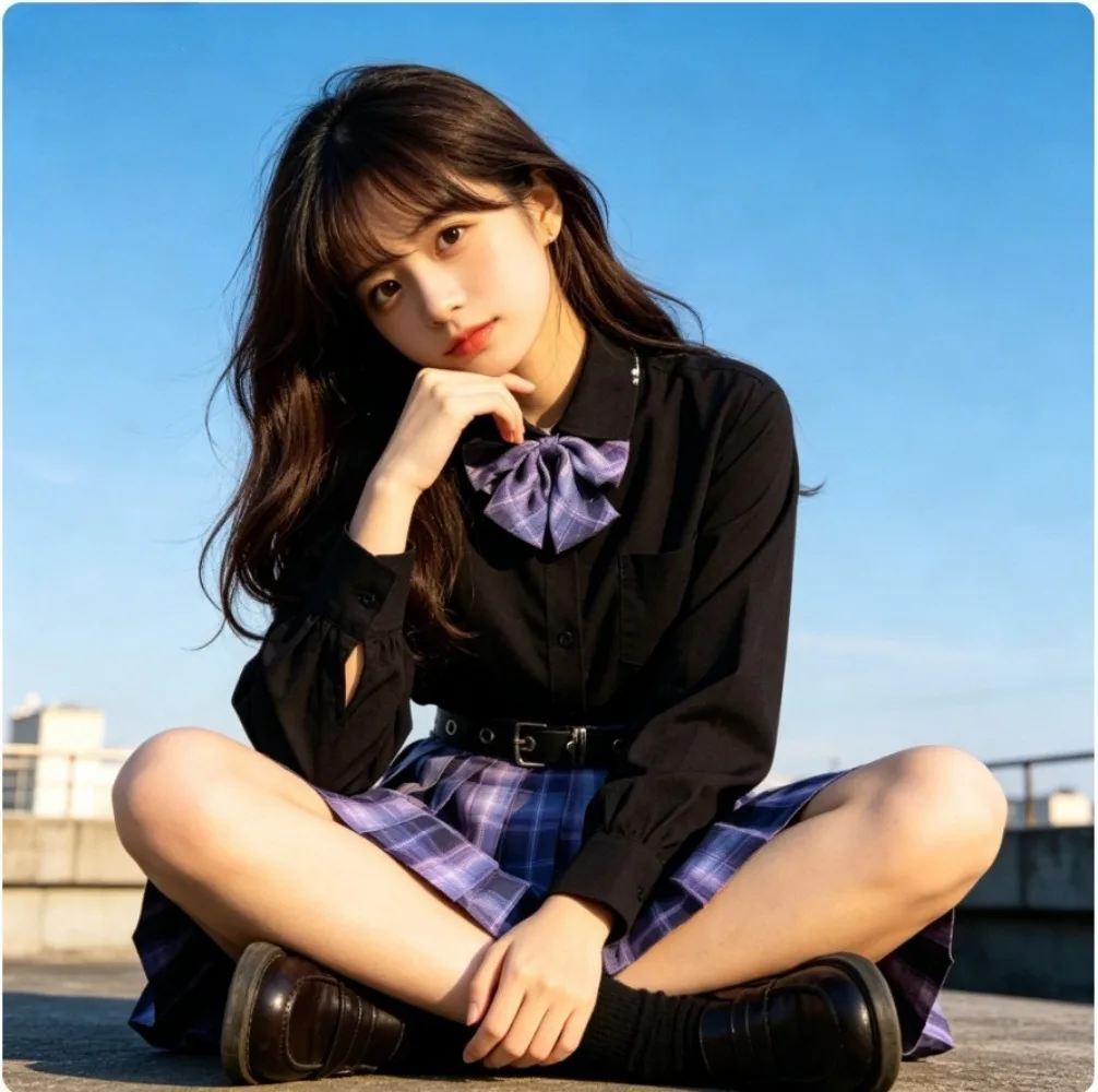 Purple Plaid JK Skirt Suit,Classic Campus School Uniform for Female Student,Versatile Daily Outfit for Campus Life&Anime Cosplay