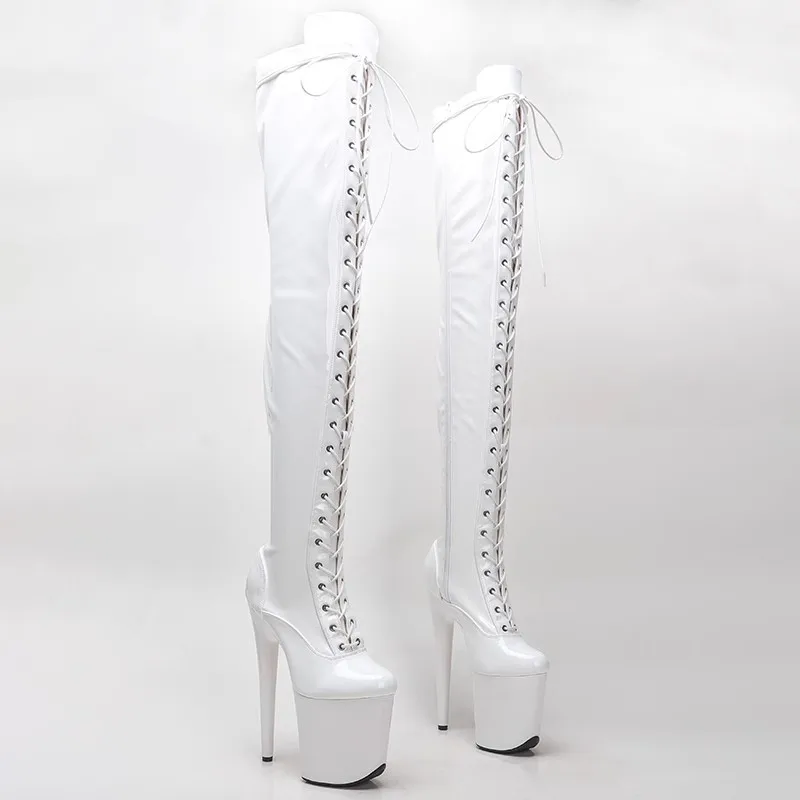 LAIJIANJINXIA-Bottes Modernes au-dessus du Genou pour Femme, Chaussures de Pole Dance, Plateforme Supérieure en PU, Talons Hauts de ix, 20cm, 8 Pouces, Nouveau, 250