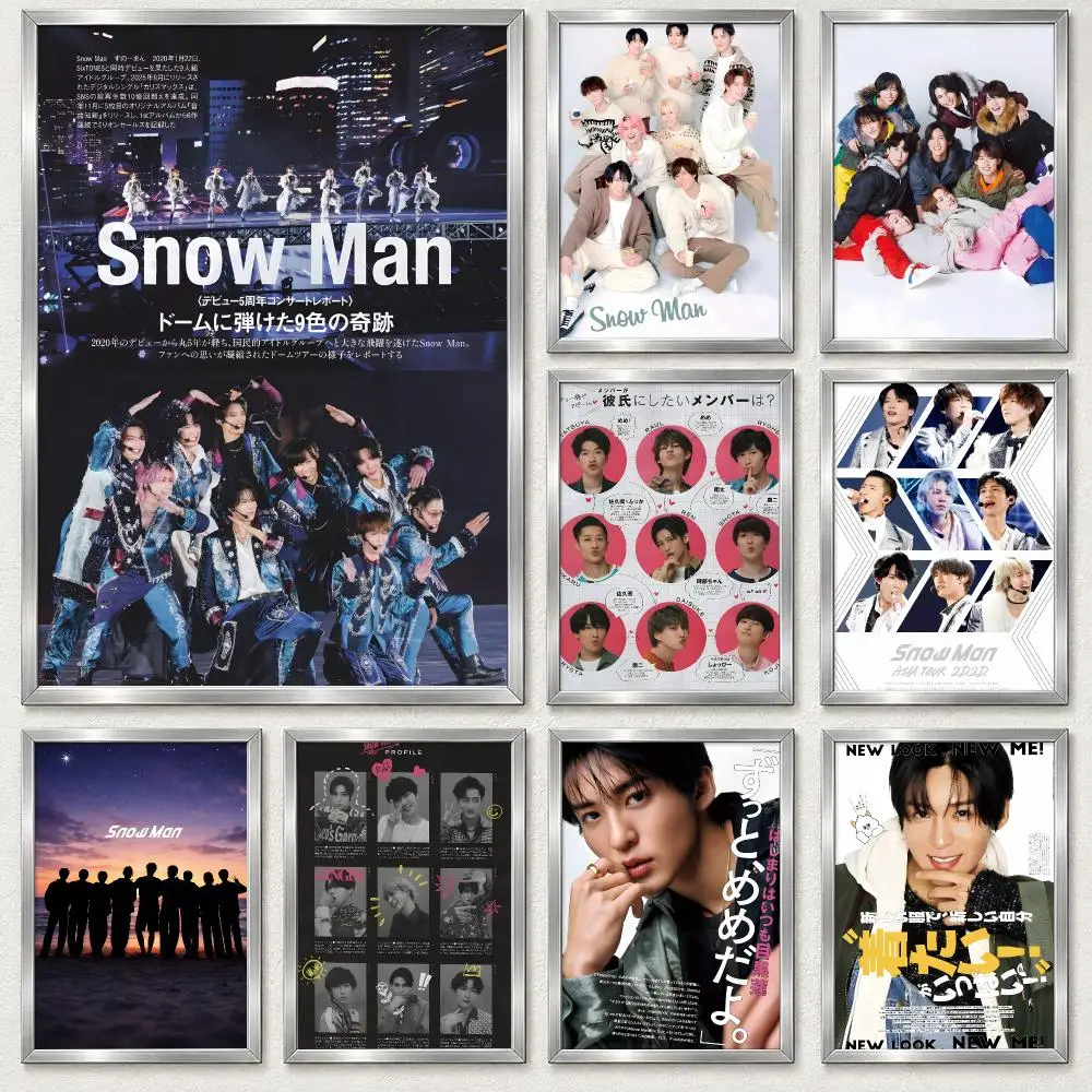 Popular Japanese Idol Boy Group Snow Man Poster Self‑Adhesive Waterproof PP Poster Coffee Bar Wall Art Home Decor