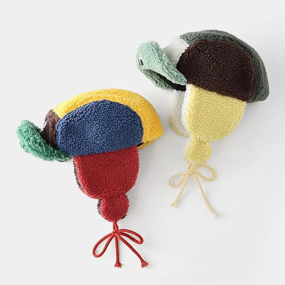 

Cute Lamb Wool Warm Lei Feng Cap Thickened Winter Warm Ear Protection Hat Soft Korean Style Kids Flap Cap Winter