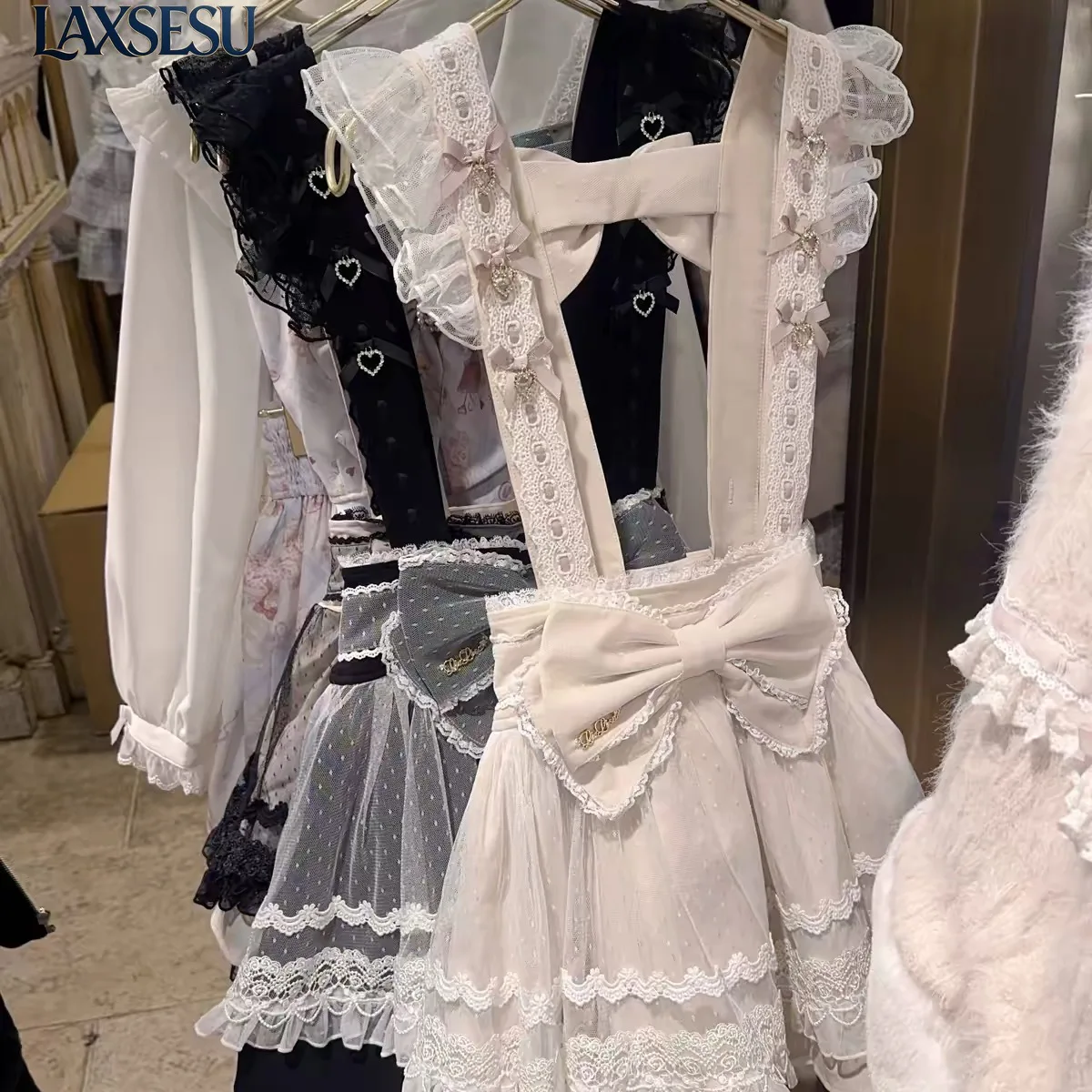 Lolita-Mädchenrock im japanischen Stil, Kawaii, hohe Taille, Liz-Rock mit großer Schleife hinten, Spitze, mehrlagig, süße Damen-Miniröcke für den Sommer