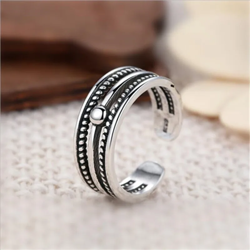 New Creative 925 Sterling Silver Jewelry Not Allergic Twist Multi-layer Personality Woven Exquisite Opening Rings TYB481
