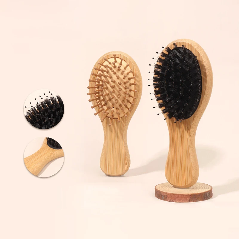 

1pc bamboo mini air cushion comb anti-static comb hair care styling comb to reduce hair loss Special for real hair wigs