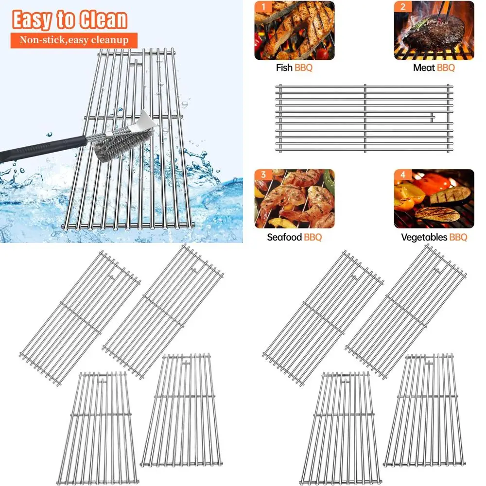 

7mm Stainless Steel Grill Grates, 4-Pack Replacement for Bull BBQ Angus, Brahma, 7 Burner Premium Models, CG112, Compatible with