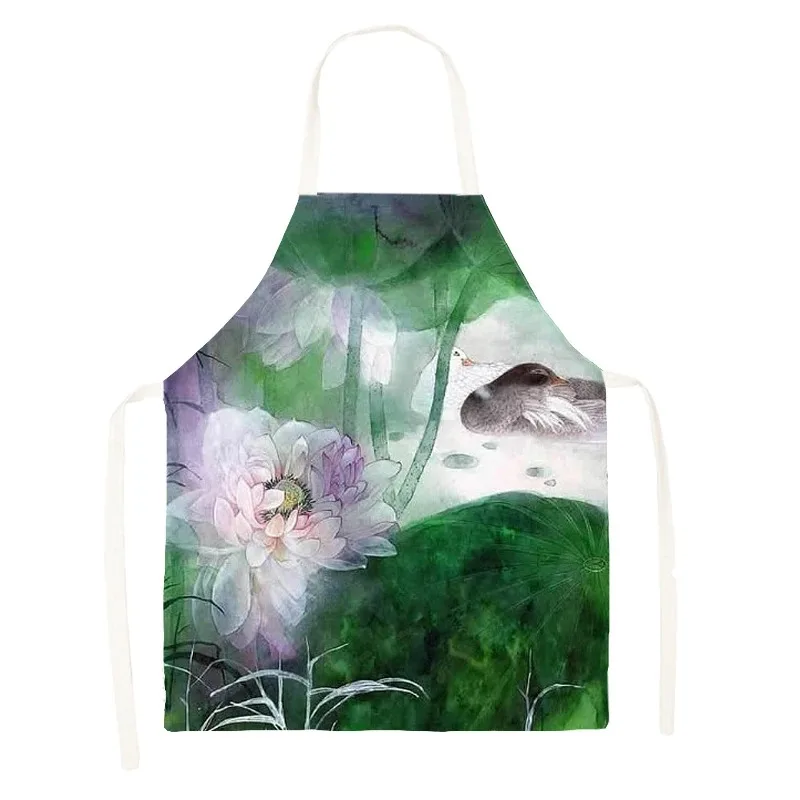 Ink painting pattern apron boys and girls children\'s painting antifouling waterproof cooking oil proof Kitchen Cooking Apron