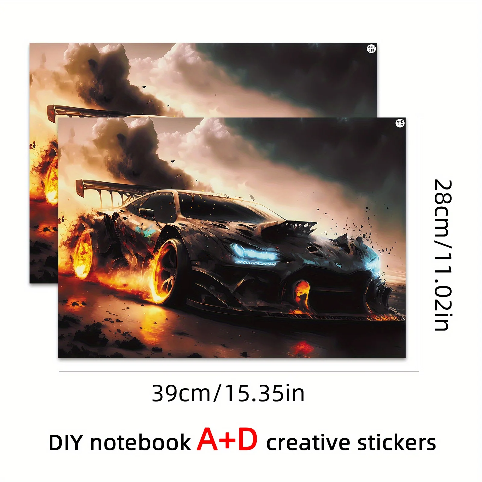 DIY1 Set of 2 Pieces A + D Surface Rendering Laptop Protective Film, Sports Car Style Notebook Shell Decorative Sticker,