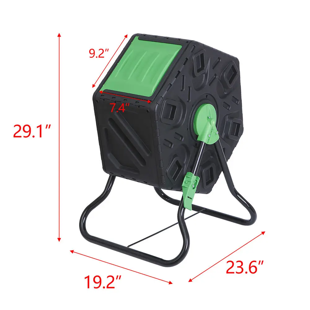 2X 37Gal ห้องใหญ่ Compost Tumbler Composter พร้อมประตูบานเลื่อน 2 ประตู 360 °   รวดเร็ว