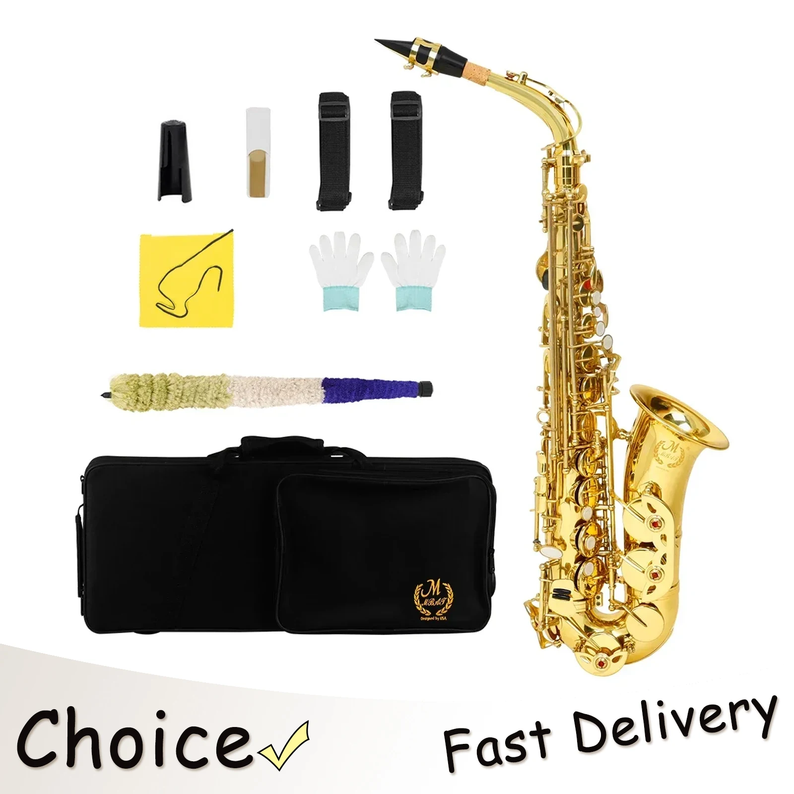 M MBAT Alto Saxophone Eb E Flat Sax Brass Professions Sax Woodwind Music Instrument With Case Mouthpiece Gloves Alto Saxophone