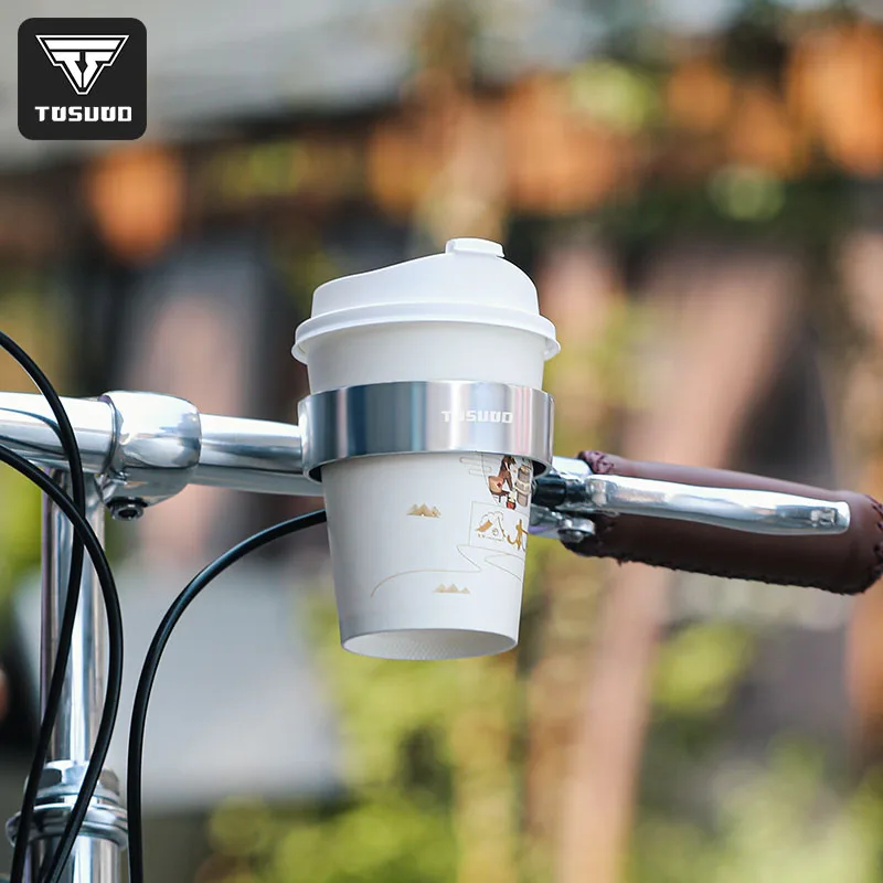 TOSUOD Bicycle water cup holder universal aluminum alloy handlebar coffee holder adjustable handlebar water bottle holder