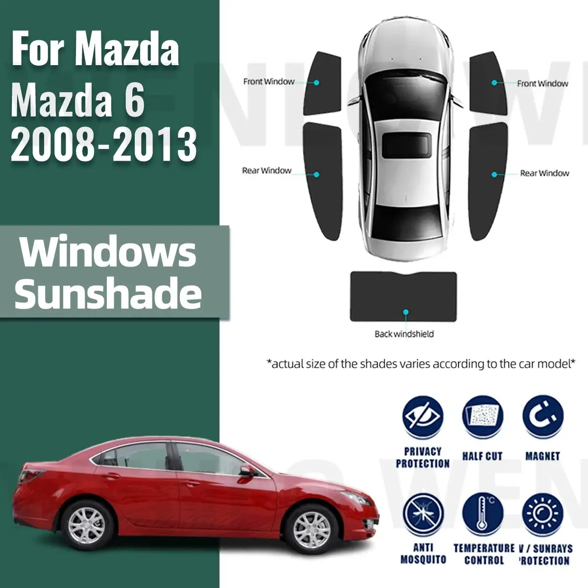 For Mazda 6 Sedan 2008-2013 Mazda6 Magnetic Car Sunshade Front Rear Windshield Frame Curtain Side Window Sun Shade