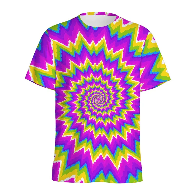 Abstract Spiral Dizzy Pattern T-shirt For Men Summer Casual Short Sleeve Tops 3d Printed Illusion Tees Women Streetwear T Shirts