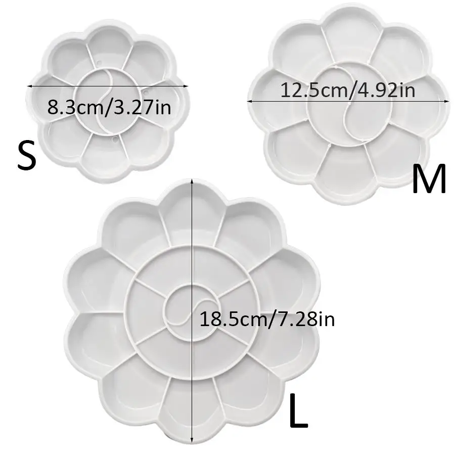 15/30pcs Flower‑shaped Multi‑compartment Plastic Paint Palette, Petal‑form Pigment Mixing Tray for Watercolor Acrylic Paint XJM