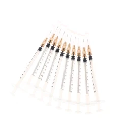 10Pcs 1ml Plastic Syringe Needle Feeder Industry Syringe With Hats Syringes With Needles Injector Veterinary Syringes