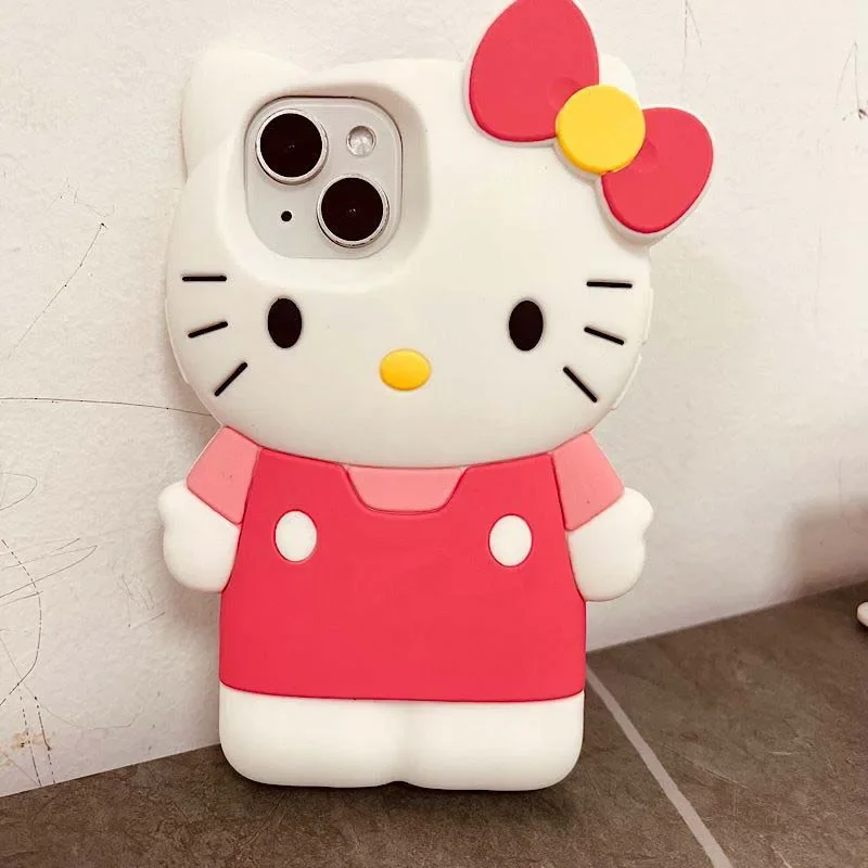 Sanrio 3D Stereoscopic Phone Case Hello Kitty Kawaii Silicone Phone Case Girl For Iphone 14 13 12 11 Pro Max Plus Case