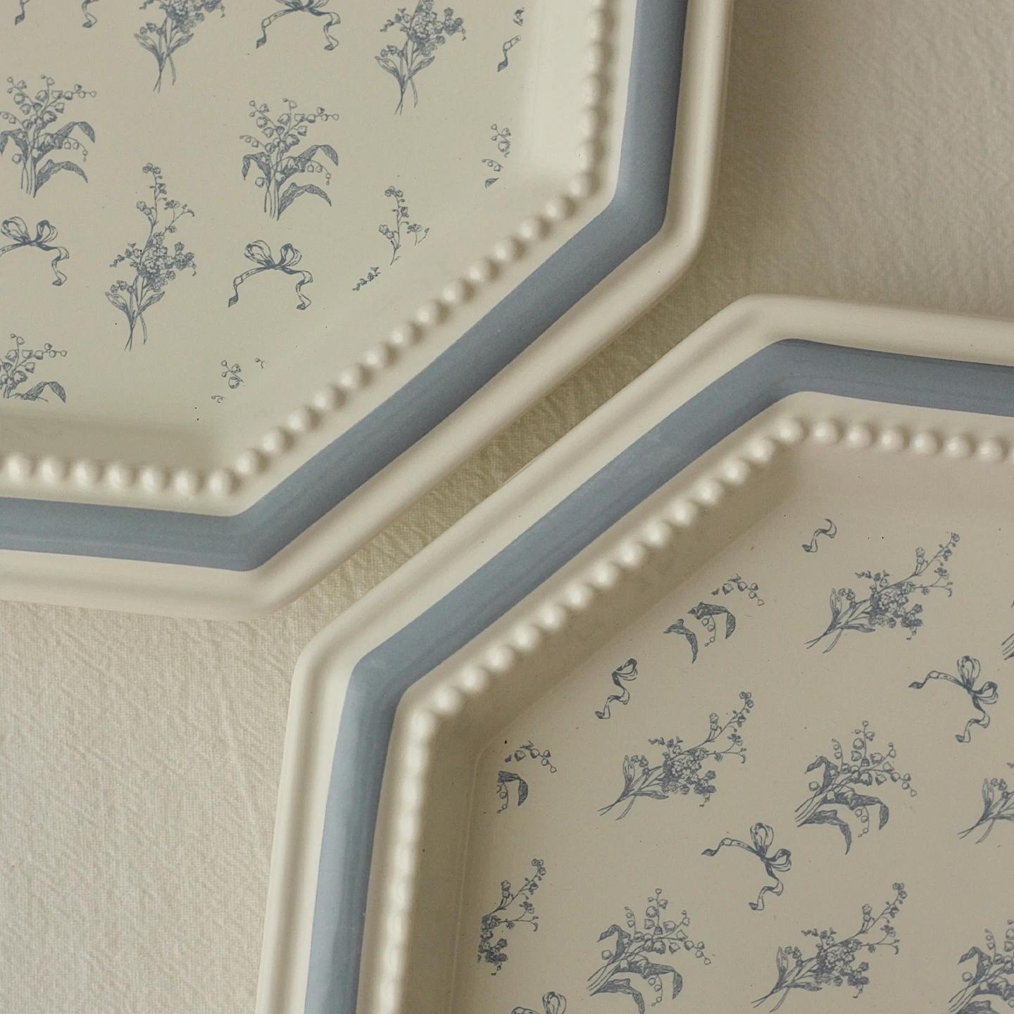 French Style Ceramic Plate Decal Floral Octagon Bread Dessert Dishes Household Kitchen Relief Salad Porcelain Tablewares