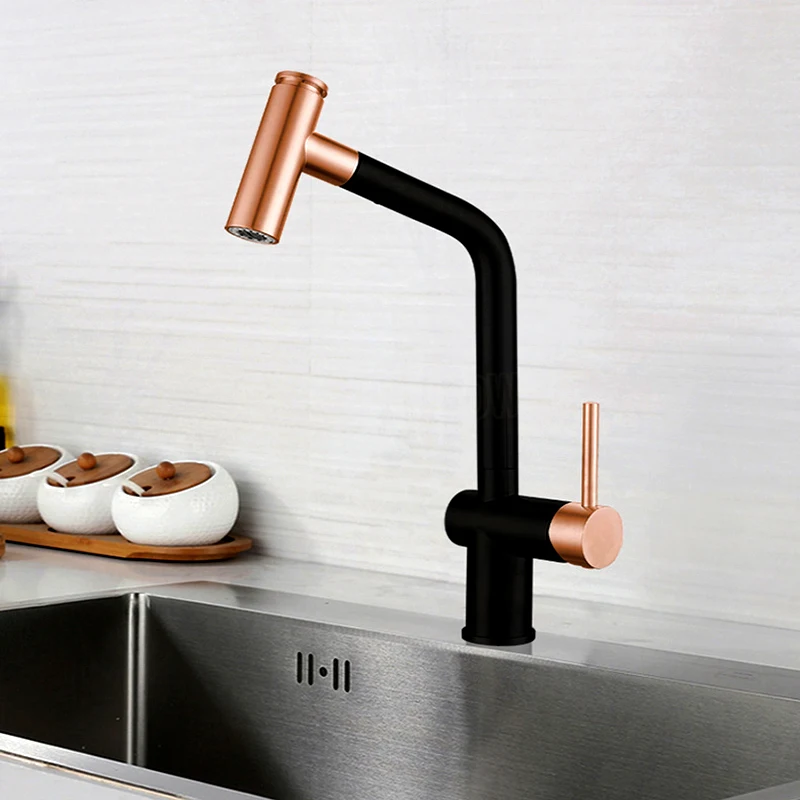 

Rose gold Kitchen Sink Faucet 304 Stainless Steel Hot And Cold Water Pull Out 360 Degree Kitchen Mixer Tap