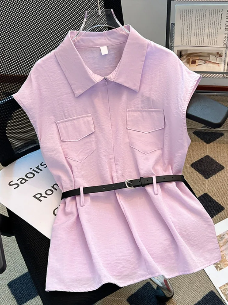 

Оригинальный дизайн, облегающий ремень с воротником-молнией ort Sve, женский модный летний топ, поясной ремень в комплекте