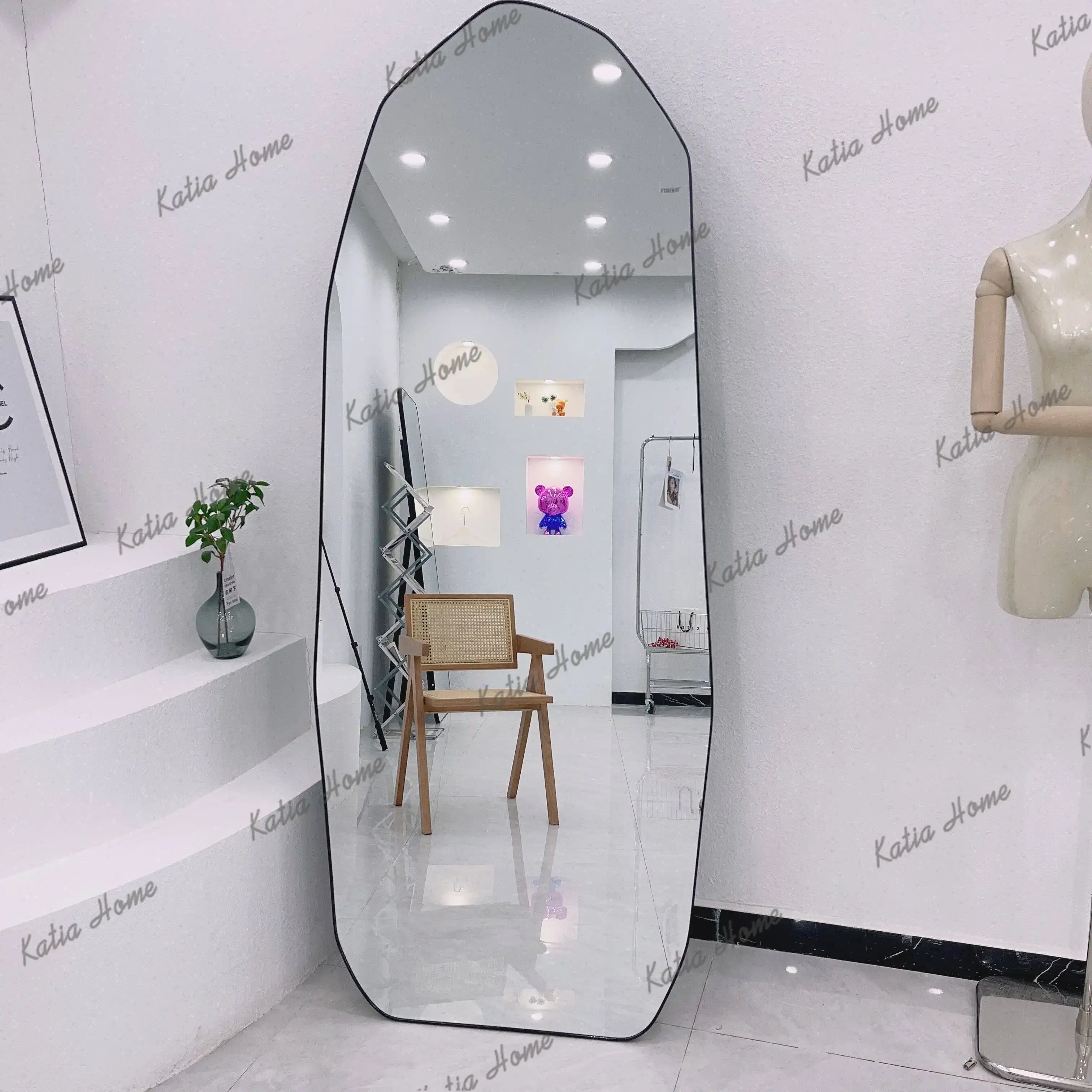 PG Modern Light luxury Fashion Home use Bedroom Full Body Mirror Clothing Store Decoration Try On Clothes Floor-standing Mirror