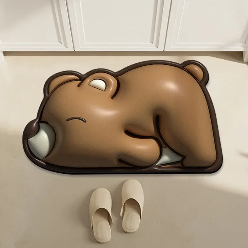 

Soft diatom mud toilet panda floor bathroom absorbent non-slip foot entry door mat cartoon skyblue