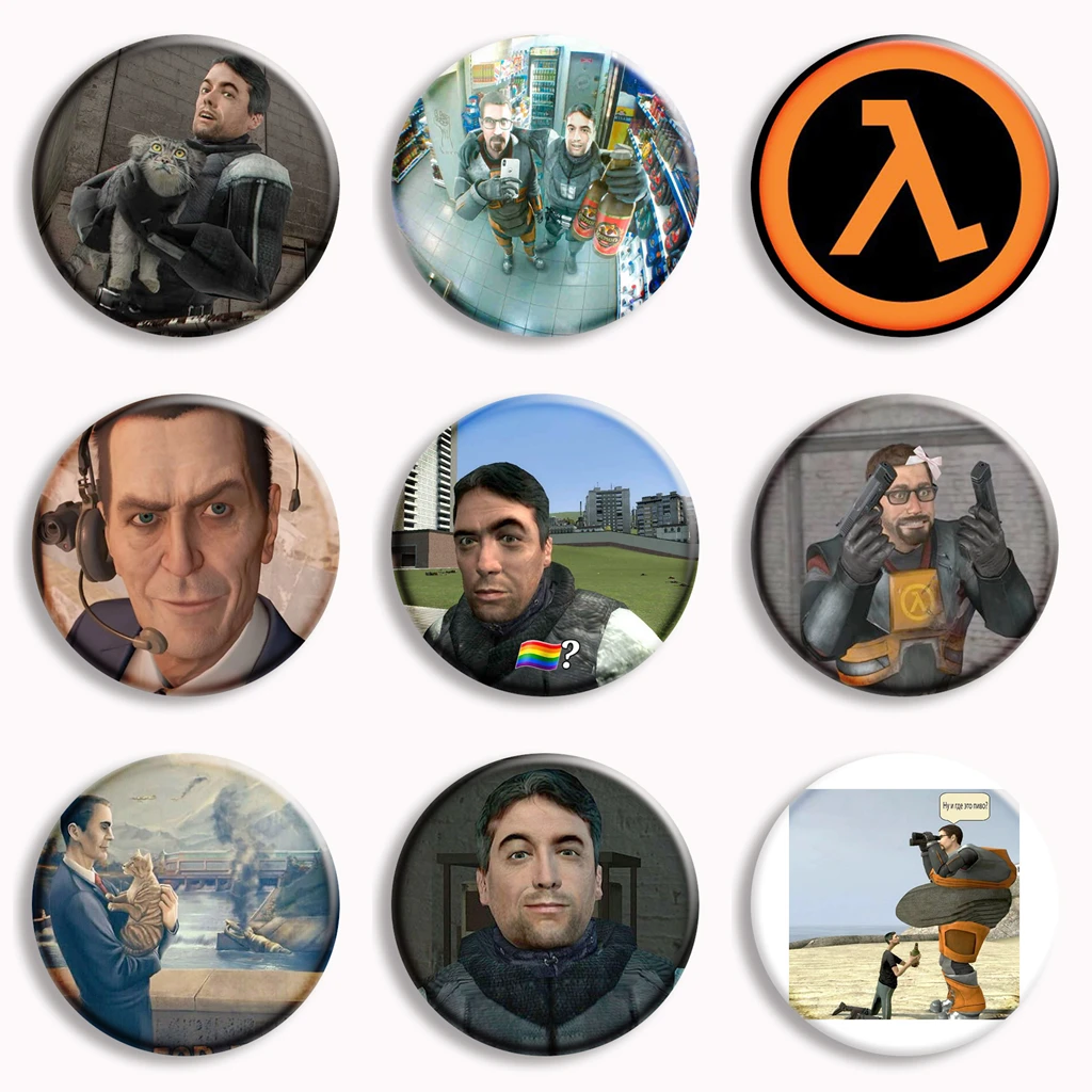Half Life Barney Calhoun Anime Pins Black Mesa Research Facility Logo Brooches Gordon Freeman Funny Meme Badge Bag Decor Gifts